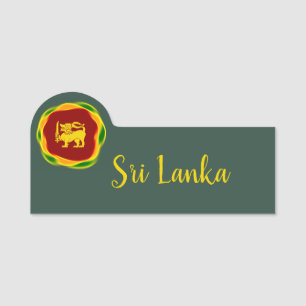 Sri Lanka färg och Gult Lejona Sinhala Namnbricka