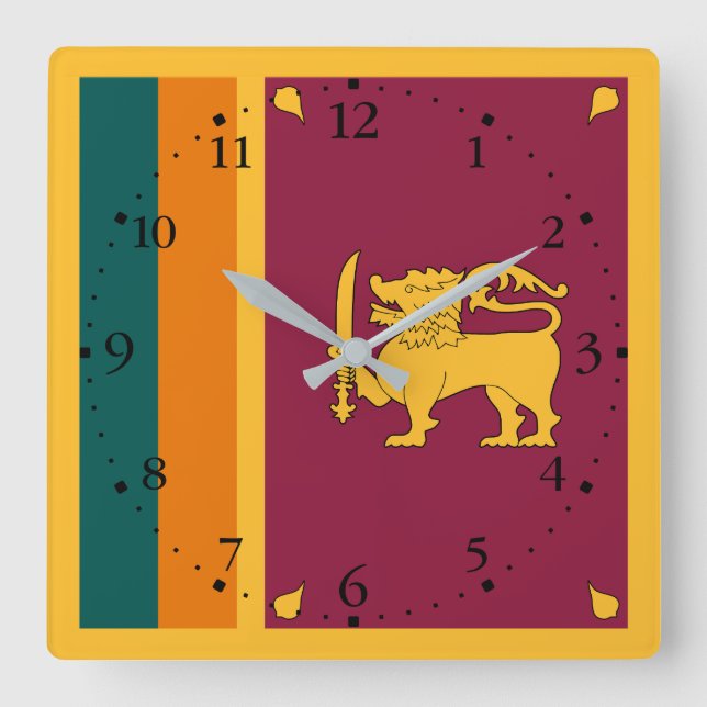 Sri Lanka Flag Fyrkantig Klocka (Framsida)