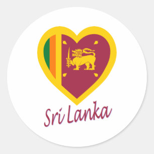 Sri Lanka Flagga Heart Runt Klistermärke