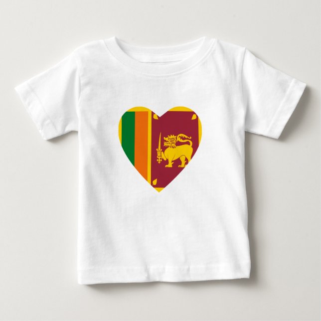 Sri Lanka Flagga Heart T-Shirt (Framsida)