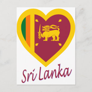 Sri Lanka Flagga Heart Vykort