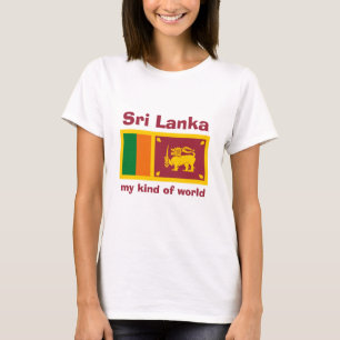 Sri Lanka flagga + Karta + TextT-tröja Tee Shirt
