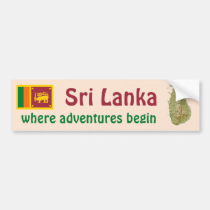 Sri Lanka flagga + Kartabildekal Bildekal