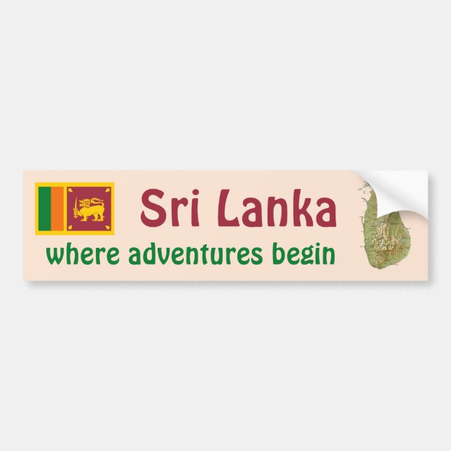 Sri Lanka flagga + Kartabildekal Bildekal (Framsidan)