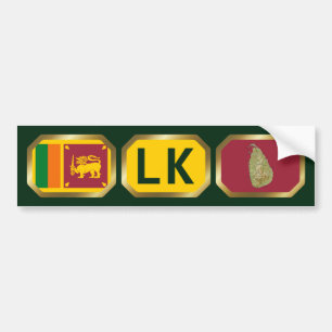 Sri Lanka Flagga Kartkod Bildäckslapp Bildekal