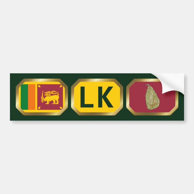 Sri Lanka Flagga Kartkod Bildäckslapp Bildekal (Framsidan)