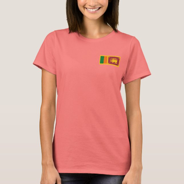 Sri Lanka Flagga + Karttröja T Shirt (Framsida)