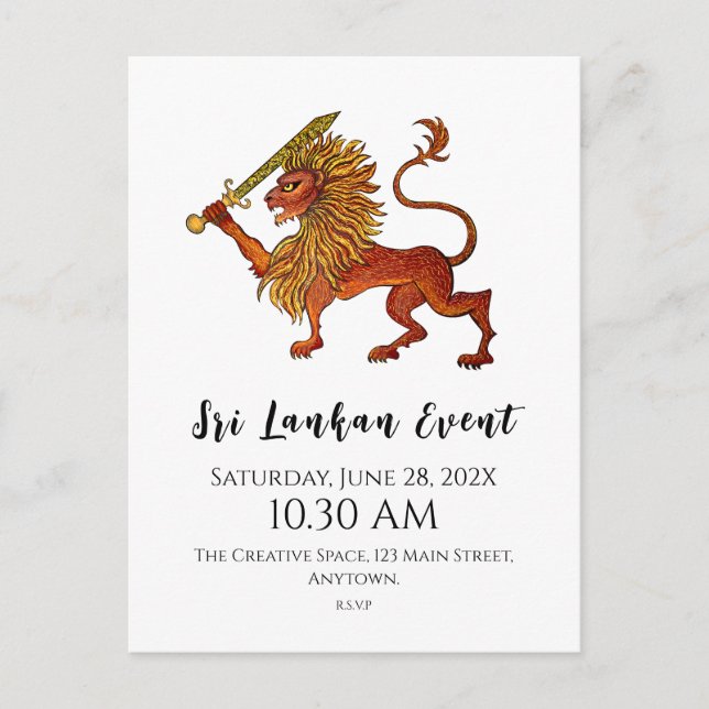 Sri Lanka Flagga Lejon Vykort (Framsida)