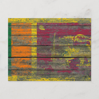 Sri Lanka Flagga on Rough Wood Boards Effect Vykort