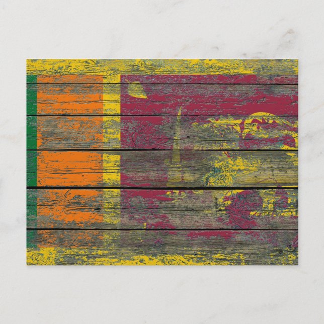 Sri Lanka Flagga on Rough Wood Boards Effect Vykort (Framsida)