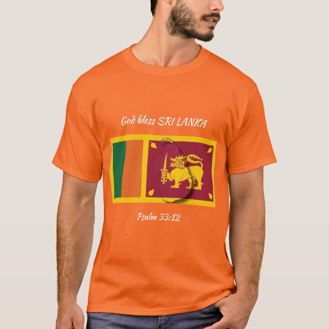 SRI LANKA FLAGGA Patriotic Scripture Anpassningsba T Shirt (Framsida)