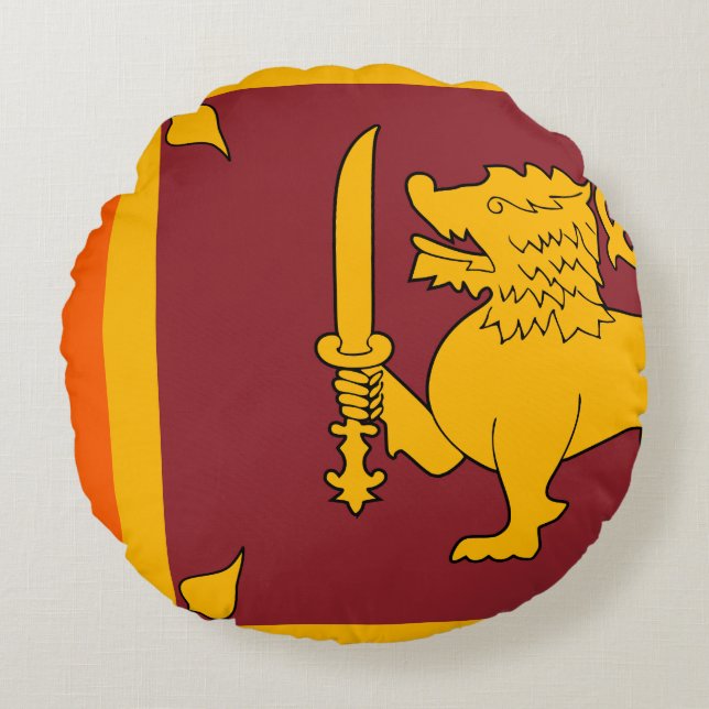 Sri Lanka Flagga Rund Kudde (Framsidan)