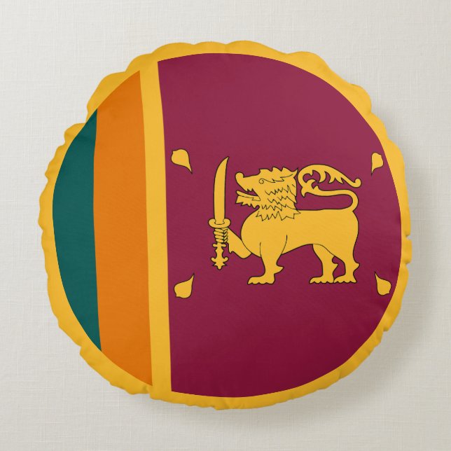 Sri Lanka-flagga Rund Kudde (Framsidan)