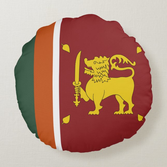 Sri Lanka flagga Rund Kudde (Baksidan)