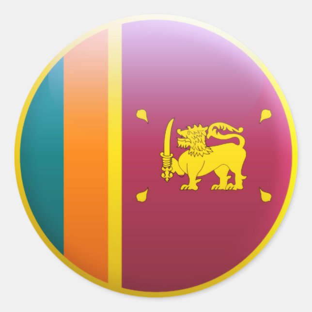 Sri Lanka Flagga Runt Klistermärke (Framsida)