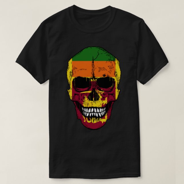 Sri Lanka Flagga Skull Sri Lankan Flagga Human Sku T Shirt (Design framsida)