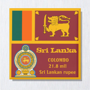 Sri Lanka flagga & Vajra Emblem, resa/sportfantast Magnet