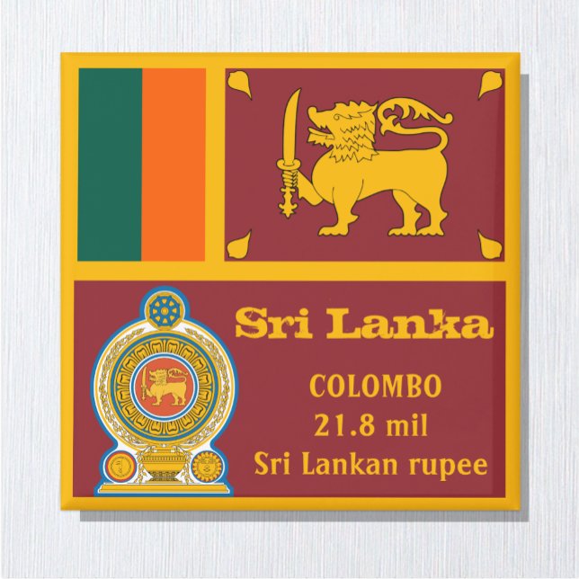Sri Lanka flagga & Vajra Emblem, resa/sportfantast Magnet (Skapare uppladdad)
