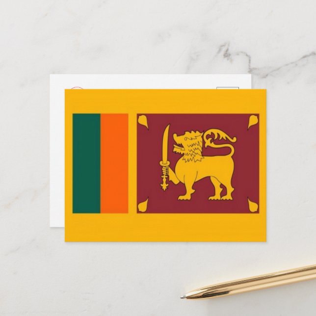 Sri Lanka - Flagga - Vykort (Fram/Back In Situ)