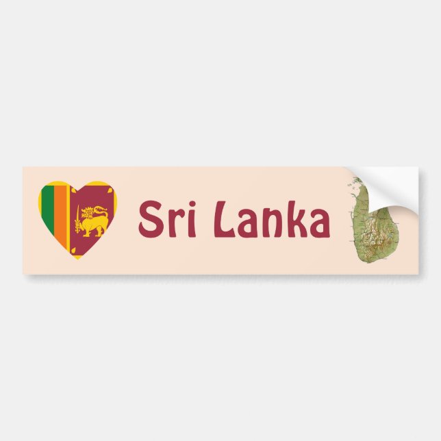 Sri Lanka flaggahjärta + Kartabildekal Bildekal (Framsidan)