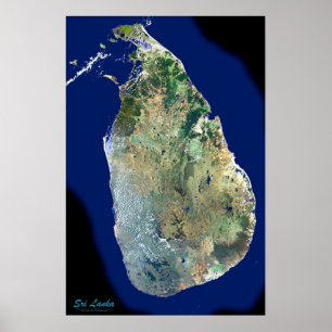 Sri Lanka från rymdssatelliten poster