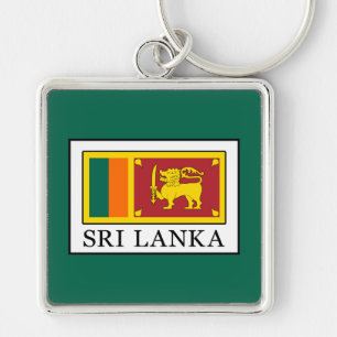 Sri Lanka Fyrkantig Silverfärgad Nyckelring