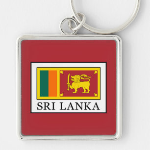 Sri Lanka Fyrkantig Silverfärgad Nyckelring
