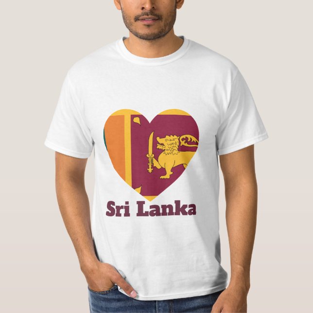 Sri Lanka Heart Flagga T-Shirt (Framsida)