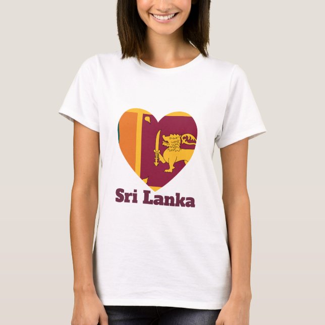 Sri Lanka Heart Flagga T Shirt (Framsida)