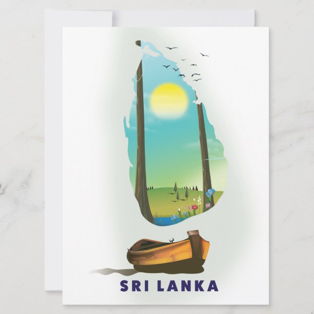 Sri Lanka Illustrerad kartaturnism affisch. (Framsida)