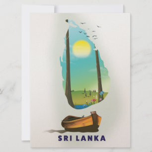 Sri Lanka Illustrerad kartaturnism affisch. Inbjudningar