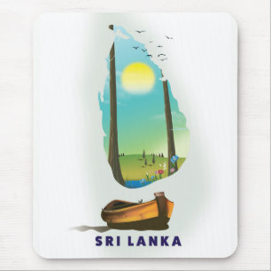 Sri Lanka Illustrerad kartaturnism affisch. Musmatta