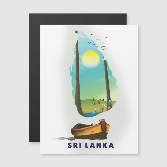 Sri Lanka Illustrerad kartturism affisch. (Fram/baksida)