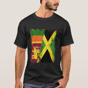 Sri Lanka Jamaica Halv Flagga Sri Lankesiska Jamai T Shirt