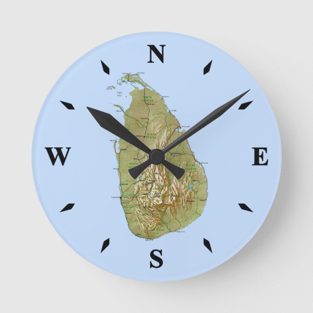 Sri Lanka Karta Clock Rund Klocka (Framsida)