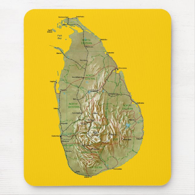 Sri Lanka karta Mousepad Musmatta (Framsidan)