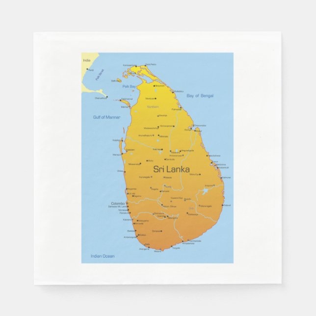 Sri Lanka Karta Pappersservett (Framsidan)