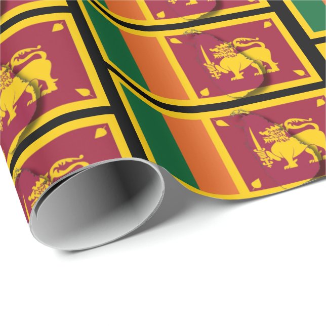 SRI LANKA KARTA | Sri Lankan Flagga Presentpapper (Rullad Hörn)