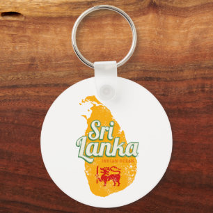 Sri Lanka karta vintage semester ö souvenir Nyckelring