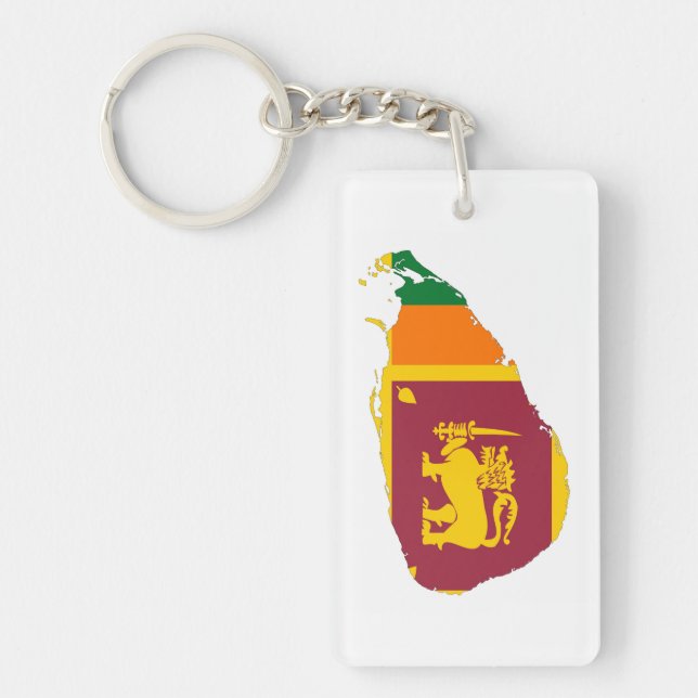 Sri lanka land flagga karta form silhuette symbol nyckelring (Framsidan)