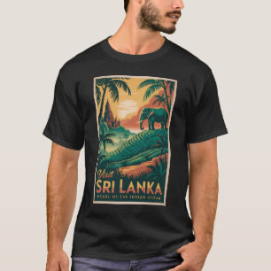Sri Lanka Landskapsillustration Resa Konst Retro T Shirt