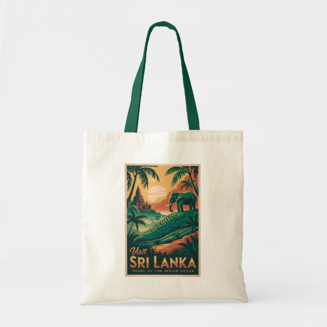 Sri Lanka Landskapsillustration Resa Konst Retro Tygkasse (Framsidan)