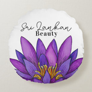 Sri Lanka Lotus Flower Painting Rund Kudde