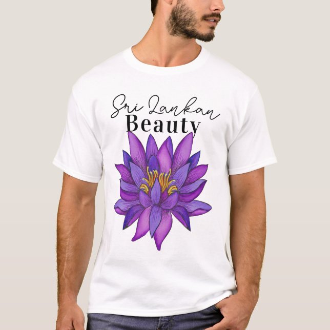 Sri Lanka Lotus Flower Painting T Shirt (Framsida)