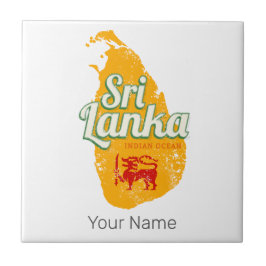 Sri Lanka Map Vintage Holiday Island Souvenir Kakelplatta