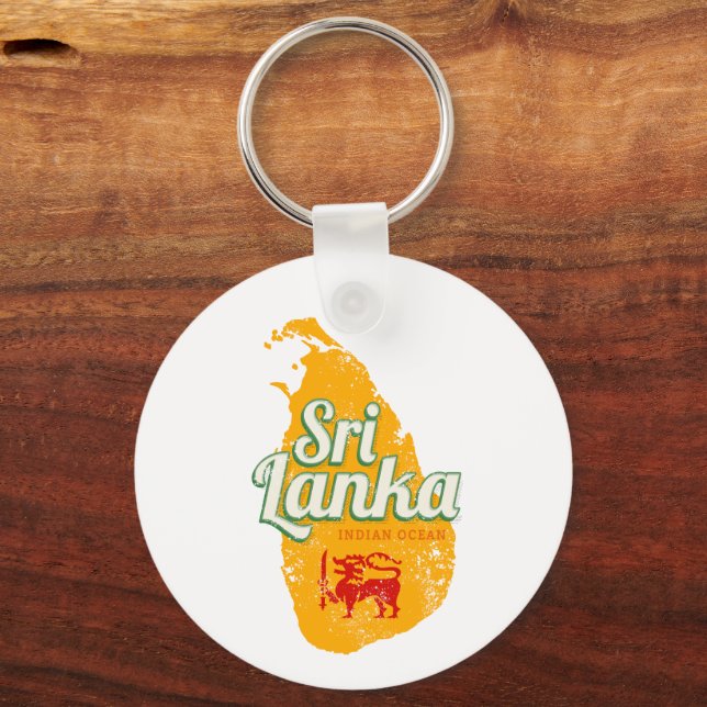 Sri Lanka Map Vintage Holiday Island Souvenir Nyckelring (Framsida)