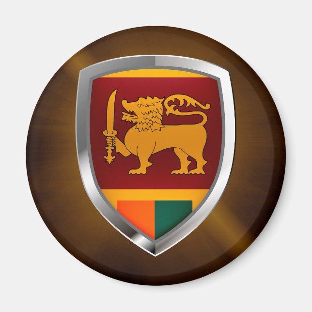 Sri Lanka metallisk Emblem Magnet (Framsidan)