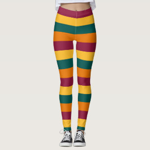 Sri Lanka National Flagga Färg Vågrät Stripe Leggings