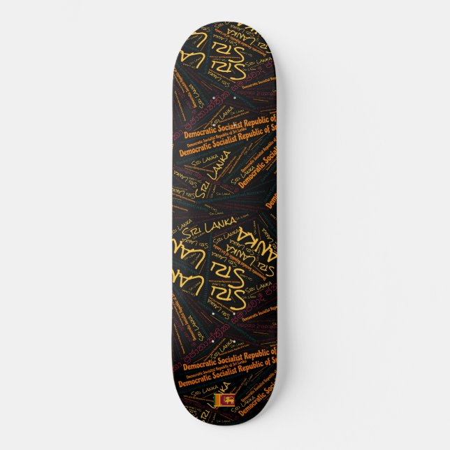 Sri Lanka National Pride Wordcloud Skateboard (Framsida)