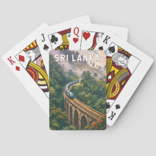 Sri Lanka Tåg Illustration Resa Konst Vintage Casinokort